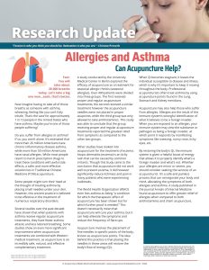 Research - Acupuncture Allergies Asthma