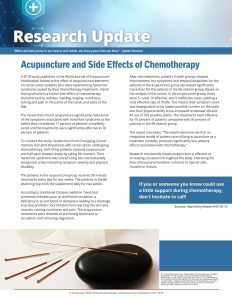 Research - Acupuncture and Side Effects of Chemotherapy